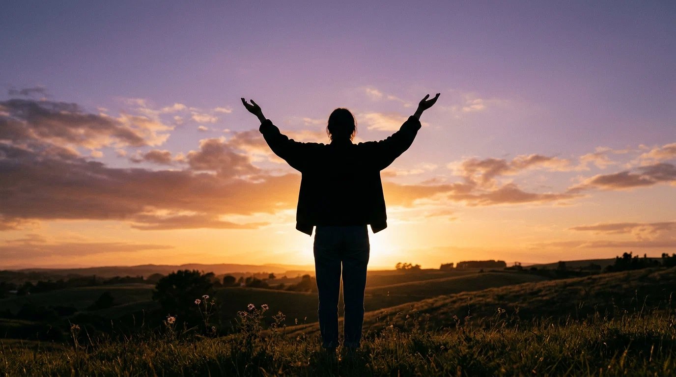 Silhouet van een persoon bij zonsondergang als inspiratie voor een actieve levensstijl